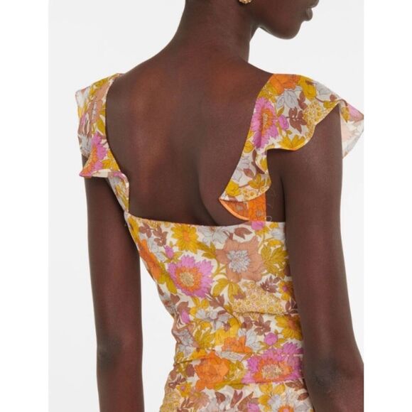 Veronica Beard Alannah Silk Floral Stone Multi Ruched Maxi Dress Size 8 - Picture 5 of 12